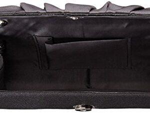 Damara Womens Satin Pleated Clutch Bag Wedding Bridal Prom Evening Handbag,Black, Large