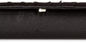 Damara Womens Satin Pleated Clutch Bag Wedding Bridal Prom Evening Handbag,Black, Large