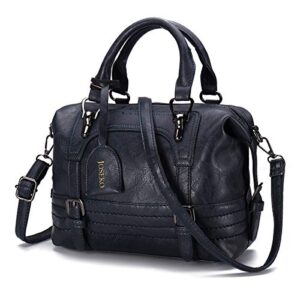 stylish pu leather handbags for women, joseko crossbody bags retro shoulder bags hobo tote purses messenger bags dark blue