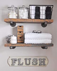 industrial floating shelves wall shelf – floating shelves wood wall mounted, hanging shelves, floating shelves rustic, with pipe hardware brackets (set of 2) 1.5” x 7.5” (espresso, 24”)