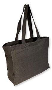 extra large travel day tote bag heavy duty cotton twill zip top (charcoal gray)