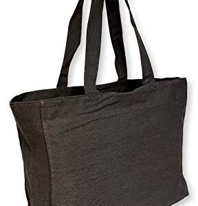 Extra Large Travel Day Tote Bag Heavy Duty Cotton Twill Zip Top (Charcoal Gray)