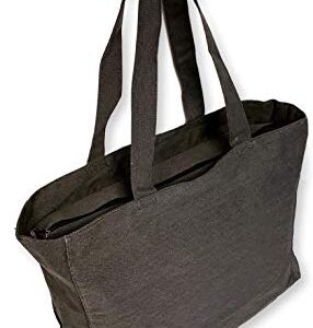 Extra Large Travel Day Tote Bag Heavy Duty Cotton Twill Zip Top (Charcoal Gray)