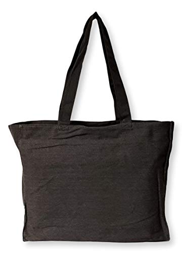 Extra Large Travel Day Tote Bag Heavy Duty Cotton Twill Zip Top (Charcoal Gray)