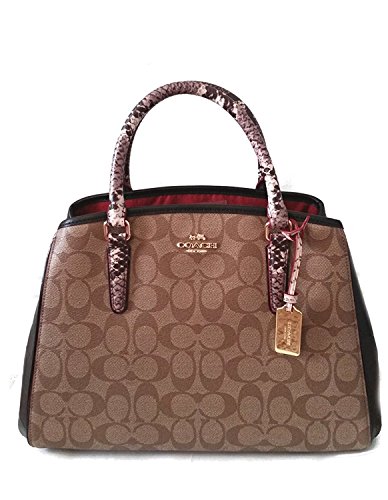 COACH 38380 Signature Exotic Mix SM Margot Crossbody Satchel KHAKI/BLACK