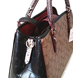 COACH 38380 Signature Exotic Mix SM Margot Crossbody Satchel KHAKI/BLACK