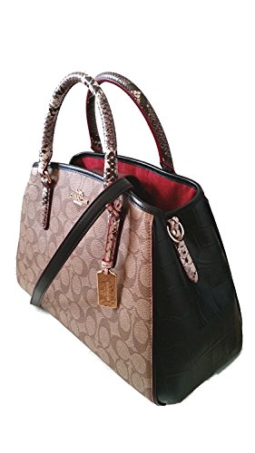 COACH 38380 Signature Exotic Mix SM Margot Crossbody Satchel KHAKI/BLACK