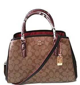 COACH 38380 Signature Exotic Mix SM Margot Crossbody Satchel KHAKI/BLACK