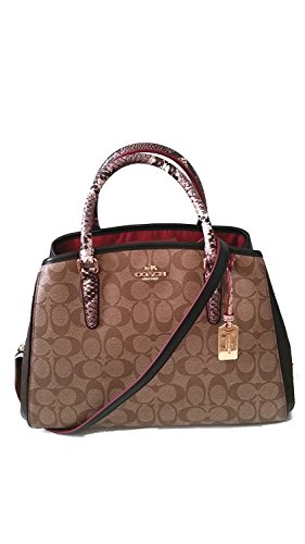 COACH 38380 Signature Exotic Mix SM Margot Crossbody Satchel KHAKI/BLACK