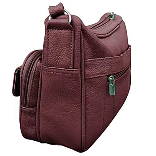 SILVERFEVER Medium Leather Handbag | Ladies Shoulder Bag | Organizer w Built in Wallet (Wine)