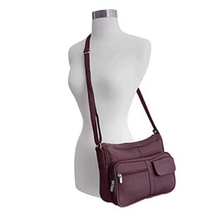SILVERFEVER Medium Leather Handbag | Ladies Shoulder Bag | Organizer w Built in Wallet (Wine)