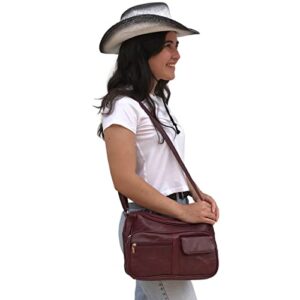 SILVERFEVER Medium Leather Handbag | Ladies Shoulder Bag | Organizer w Built in Wallet (Wine)
