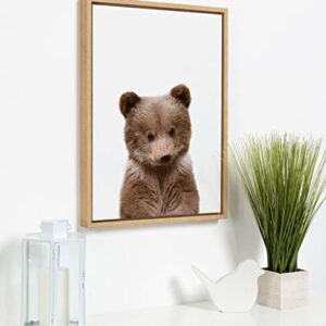 Kate and Laurel Sylvie Baby Bear Animal Print Portrait Framed Canvas Wall Art by Amy Peterson, 18x24 Natural