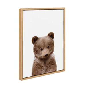 Kate and Laurel Sylvie Baby Bear Animal Print Portrait Framed Canvas Wall Art by Amy Peterson, 18x24 Natural