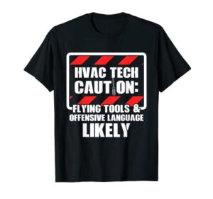 hvac technician flying tools funny hvac tech t-shirt