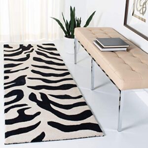 safavieh soho collection 2’6″ x 8′ beige / black soh784a handmade premium wool & viscose runner rug