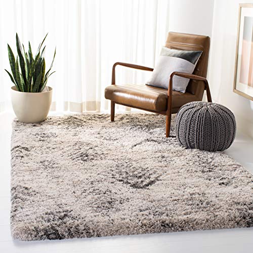 SAFAVIEH Iceland Shag Collection 8' x 10' Cream/Grey ISG514A Modern Non-Shedding Living Room Bedroom Dining Room Entryway Plush 2.6-inch Area Rug