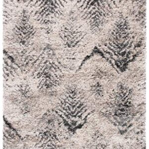 SAFAVIEH Iceland Shag Collection 8' x 10' Cream/Grey ISG514A Modern Non-Shedding Living Room Bedroom Dining Room Entryway Plush 2.6-inch Area Rug