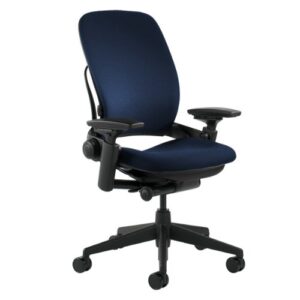steelcase leap office chair, black frame and buzz2 navy fabric