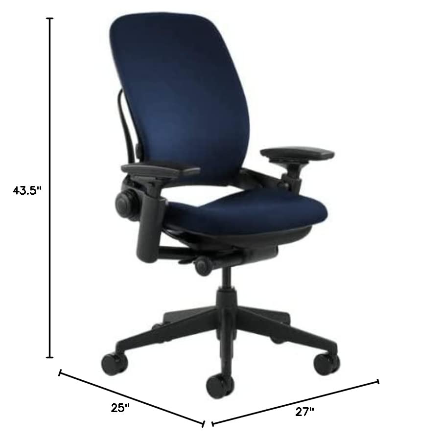 Steelcase Leap Office Chair, Black Frame and Buzz2 Navy Fabric