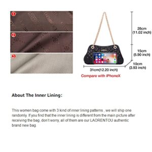 LAORENTOU Cowhide Shoulder Bag for Women Leather Small Satchel Crossbody Bag Quilted Purses With Chain Strap