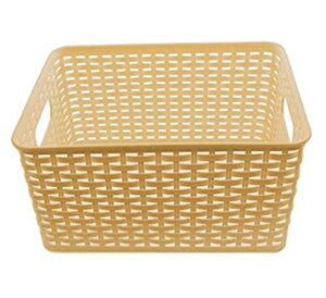ybm home plastic rattan storage box basket organizer ba426 (beige, large)