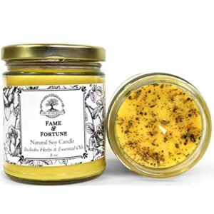 fame & fortune 9 oz soy spell candle | beauty, notoriety, wealth, success & adoration rituals | hoodoo voodoo wiccan pagan magick