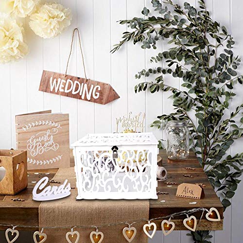 OurWarm DIY White Wedding Card Box with Lock PVC Card Box Graduation Card Box Perfect for Weddings, Baby Showers, Birthdays, Bridal or Baby Showers