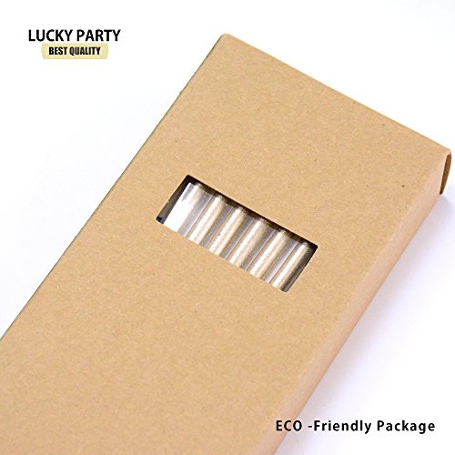 24 Count Birthday Party Long Thin Cake Candles Metallic Birthday Candles in Holders for Birthday Cakes Decorations , Champagne Gold by Lucky Party