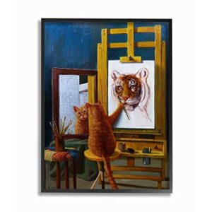 The Stupell Home Décor Collection Cat Confidence Self Portrait as a Tiger Framed Art, Proudly Made in USA - Multi-Color 16 x 20