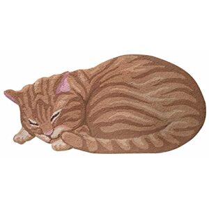 what on earth sleeping cat rug – cute hand hooked animal shaped accent rug, orange tabby