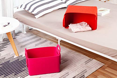 Storage Basket Felt Storage Bin Collapsible & Convenient Box Organizer with Carry Handles for Office Bedroom Closet Babies Nursery Toys DVD Laundry Organizing