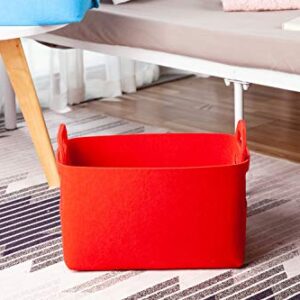 Storage Basket Felt Storage Bin Collapsible & Convenient Box Organizer with Carry Handles for Office Bedroom Closet Babies Nursery Toys DVD Laundry Organizing
