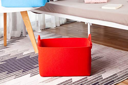 Storage Basket Felt Storage Bin Collapsible & Convenient Box Organizer with Carry Handles for Office Bedroom Closet Babies Nursery Toys DVD Laundry Organizing