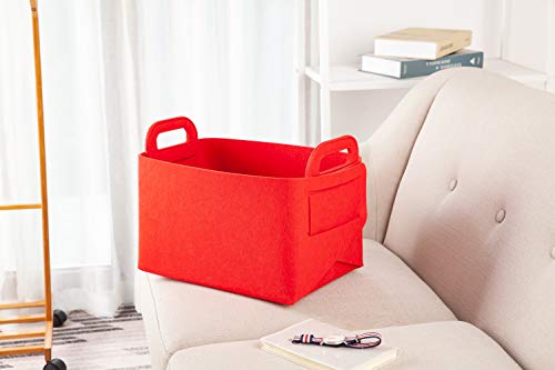 Storage Basket Felt Storage Bin Collapsible & Convenient Box Organizer with Carry Handles for Office Bedroom Closet Babies Nursery Toys DVD Laundry Organizing