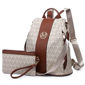 mkp collection women fashion backpack purse multi pockets anti-theft rucksack travel school shoulder bag handbag set 2pcs