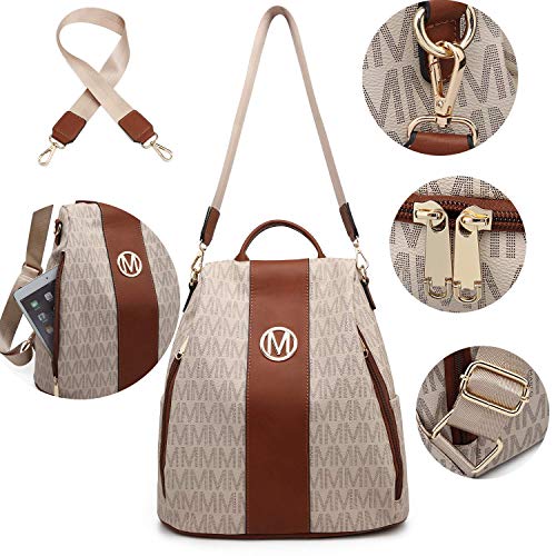 MKP COLLECTION Women Fashion Backpack Purse Multi Pockets Anti-Theft Rucksack Travel School Shoulder Bag Handbag Set 2pcs
