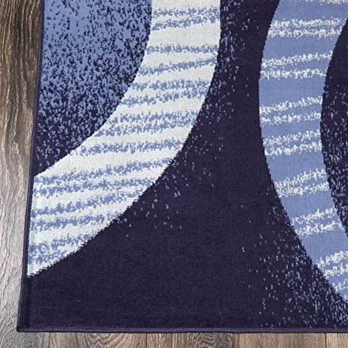 Home Dynamix Area Rug 3 Piece Set (4'11" x6'11,1'8 x4'11,1'8 x2'8), Geometric Navy Blue (Ariana Arcata HD5194-300)