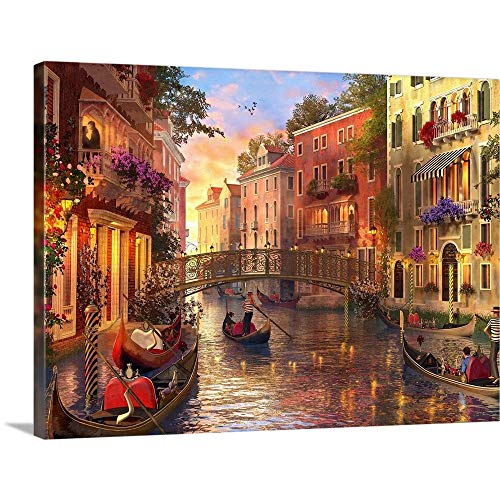 Sunset in Venice Canvas Wall Art Print, Venice Artwork