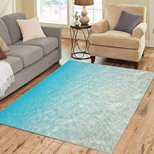 pinbeam area rug blue clear tropical beach water ocean calm caribbean home decor floor rug 3′ x 5′ carpet