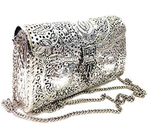 Stylish Vintage indian brass clutch purses antique Ethnic Handmade Women metal clutch Bag