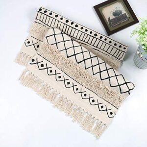 Topotdor Tufted Cotton Area Rug 2 Pieces,Hand Woven Print Boho Tassels Floor Rugs Perfect Bedroom Living Room Bathroom Hallway Home Decor(2' x 3'+ 2' x 4', White Skyline)