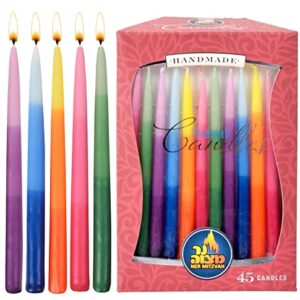 Dripless Chanukah Candles Standard Size - Tri Colored Hanukkah Candles Fits Most Menorahs - Premium Quality Wax - 45 Count for All 8 Nights of Hanukkah - by Ner Mitzvah