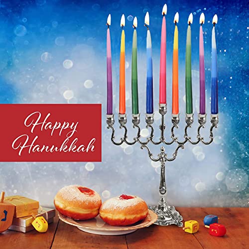 Dripless Chanukah Candles Standard Size - Tri Colored Hanukkah Candles Fits Most Menorahs - Premium Quality Wax - 45 Count for All 8 Nights of Hanukkah - by Ner Mitzvah