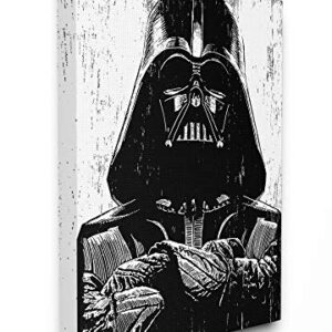 Stupell Industries Black and White Star Wars Darth Vader Distressed Wood Etching, Design by Neil Shigley Wall Art, 16 x 20, Kids Room