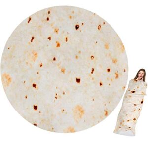 jpgdn burrito tortilla blanket, mexico wrap throw blanket round novelty tortilla wrap egg roll carpet for adults and kids to be a giant human burrito flannel fleece (blanket-b, 180cm(70in))