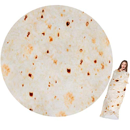 JpGdn Burrito Tortilla Blanket, Mexico Wrap Throw Blanket Round Novelty Tortilla Wrap Egg Roll Carpet for Adults and Kids to be a Giant Human Burrito Flannel Fleece (Blanket-B, 180cm(70in))