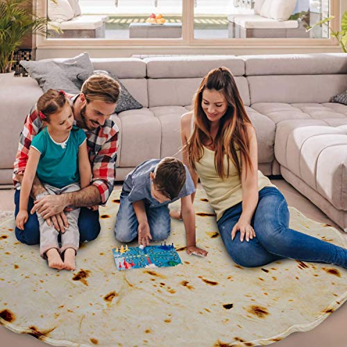 JpGdn Burrito Tortilla Blanket, Mexico Wrap Throw Blanket Round Novelty Tortilla Wrap Egg Roll Carpet for Adults and Kids to be a Giant Human Burrito Flannel Fleece (Blanket-B, 180cm(70in))