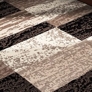 SUPERIOR Indoor Small Area Rug with Jute Backing for Kitchen, Bedroom, Dorm, Living Room, Hallway, Entryway, Perfect for Hardwood Floors - Rockwood Modern Geometric Design, 3' X 5', Chocolate