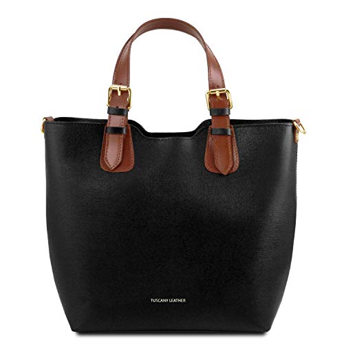 Tuscany Leather TLBag Saffiano leather tote Black